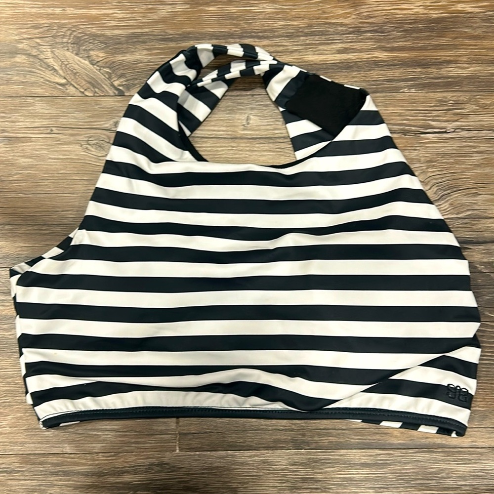 Large Black and White Swim Crop Top